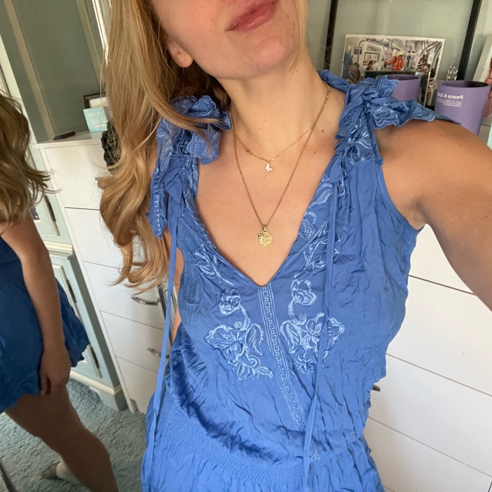 Parker Blue Ruffled Dress